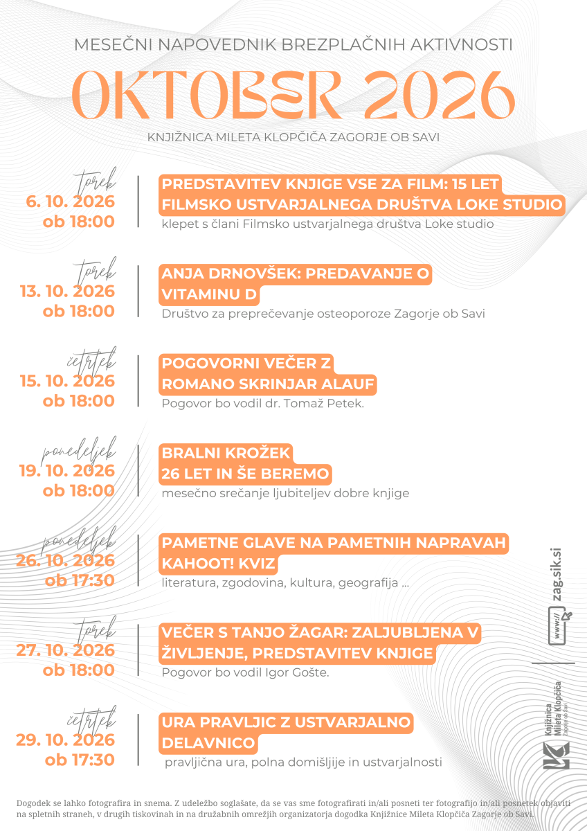 Mesečni napovednik, oktober 2026