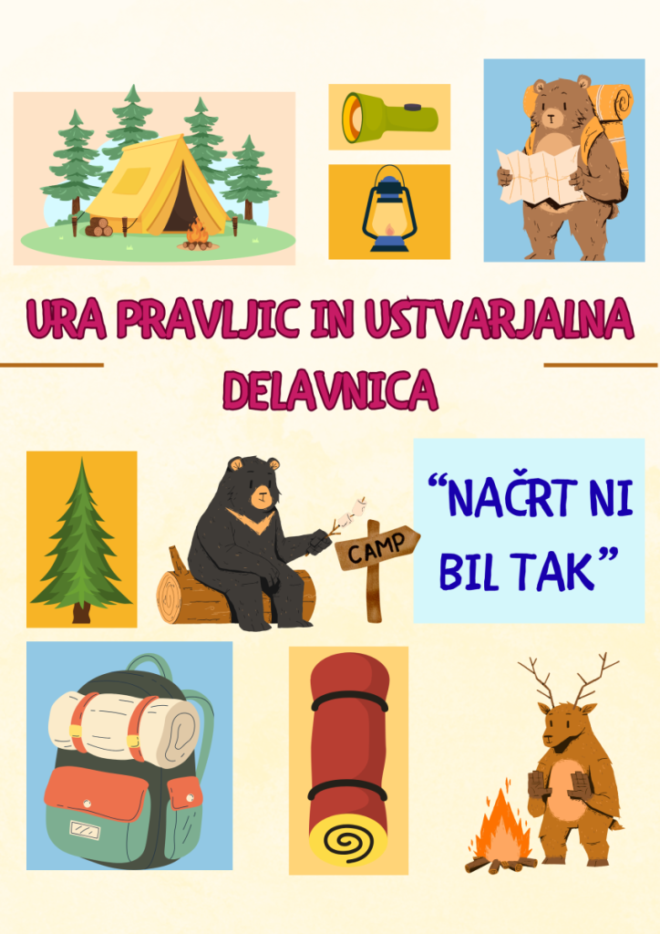 Načrt ni bil tak, ura pravljic in ustvarjalna delavnica, četrtek, 23. 4. 2026, ob 16:30 in 17:30